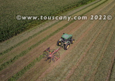 Raking hay using a Miller Pro 1150 Hay Rake photo