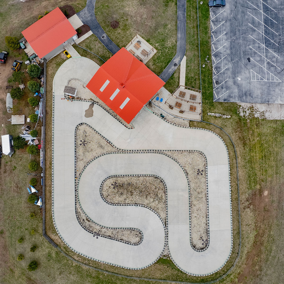 Egg Harbor Fun Park Go Kart track drone photo